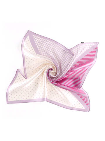 Made in Silk Zijden sjaal crème/paars - (L)50 x (B)50 cm