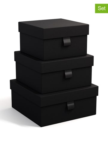 BigsoBox Pudełka (3 szt.) "Tilly" w kolorze czarnym