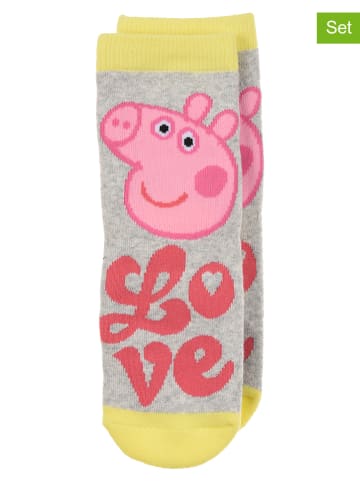 Peppa Pig 2er-Set: Socken in Grau/ Gelb