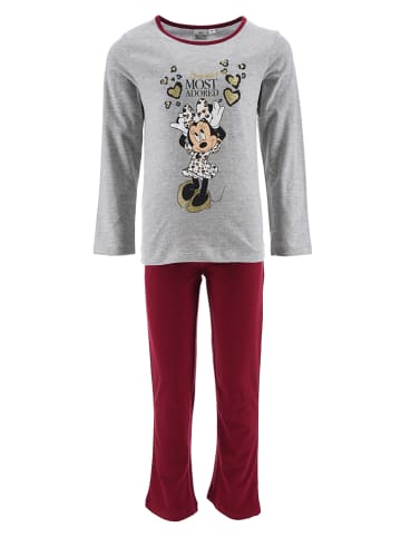 Disney Minnie Mouse Pyjama in Bordeaux/ Grau
