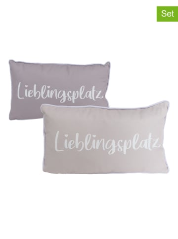 Boltze 2er-Set: Kissen " Lieblingsplatz" in Hellbraun - (L)50 x (B)30 cm