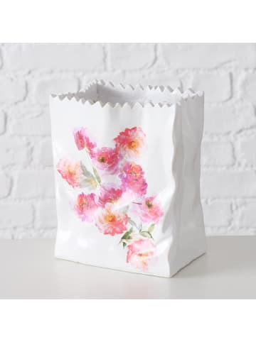 Boltze 2er-Set: Blumentöpfe "Karella" in Weiß/ Pink - (B)14 x (H)17 cm