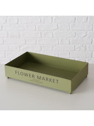 Boltze 2er-Set: Tabletts "Flower Market" in Hellgrün/ Dunkelgrün - (L)20 x (B)36 cm