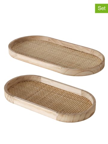 Boltze 2-delige set: dienbladen "Ceres" naturel