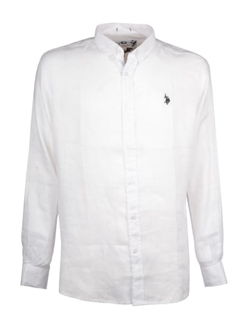 U.S. Polo Assn. Lniana koszula - Regular fit - w kolorze białym