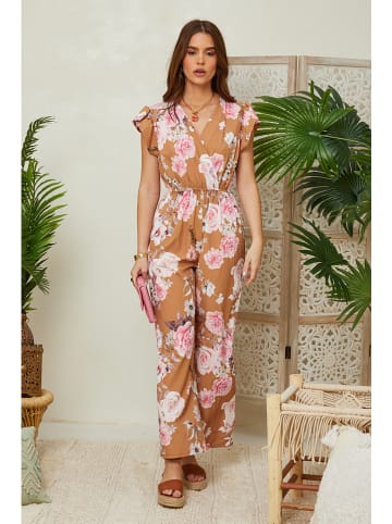 L'armoire de Suzette Jumpsuit camel/crème/lichtroze