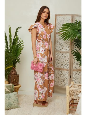 L'armoire de Suzette Jumpsuit camel/crème/lichtroze