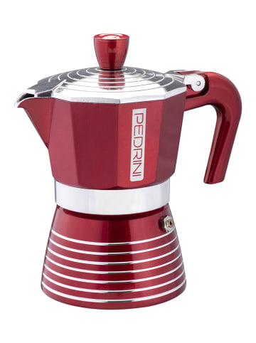 Pedrini Espressokoker "Infinity Passion" rood/zilverkleurig - 3 koppen