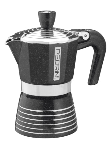 Pedrini Espressokoker "Infinity Rock" zwart/zilverkleurig - 2 koppen