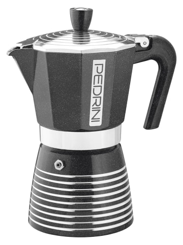 Pedrini Espressokocher "Infinity Rock" in Schwarz/ Silber - 6 Tassen