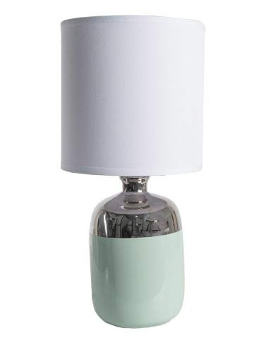 Clayre & Eef Lampa stołowa w kolorze zielono-białym - wys. 33 x Ø 15 cm