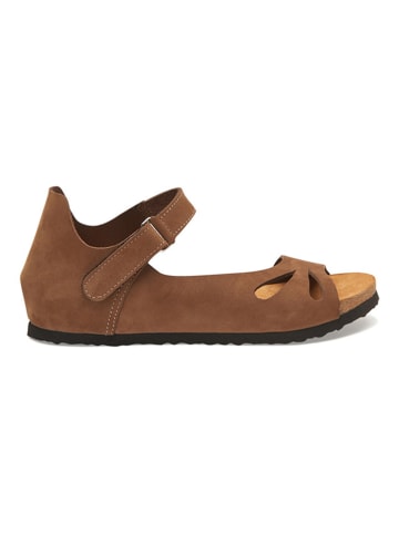 Comfortfusse Leren sandalen lichtbruin