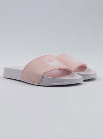 Benetton Pantoletten in Weiß/ Rosa