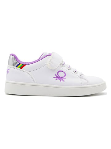 Benetton Sneakersy w kolorze srebrno-biało-fioletowym
