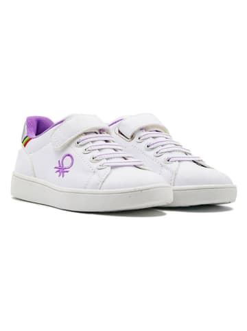 Benetton Sneakersy w kolorze srebrno-biało-fioletowym