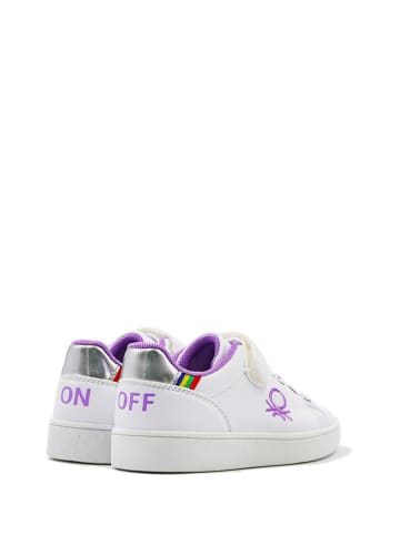 Benetton Sneakers in Weiß/ Lila/ Silber