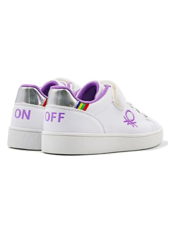 Benetton Sneakersy w kolorze srebrno-biało-fioletowym