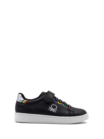 Benetton Sneakersy w kolorze czarno-srebrnym ze wzorem