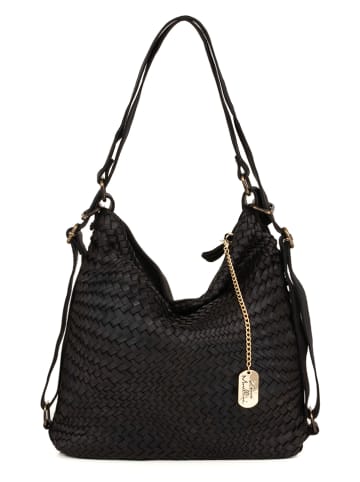 Anna Morellini Leder-Schultertasche in Schwarz - (B)35 x (H)31 x (T)16 cm