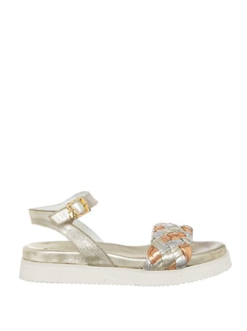 Patrizia Pepe Leder-Sandalen in Gold/ Silber