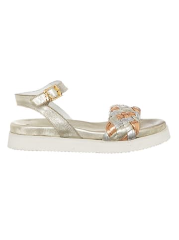 Patrizia Pepe Leren sandalen zilverkleurig/goudkleurig