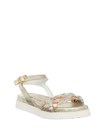 Patrizia Pepe Leder-Sandalen in Gold/ Silber