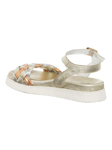 Patrizia Pepe Leren sandalen zilverkleurig/goudkleurig