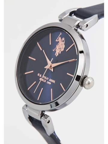 U.S. Polo Assn. Kwartshorloge donkerblauw/zilverkleurig