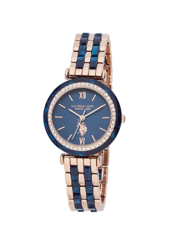 U.S. Polo Assn. Kwartshorloge roségoudkleurig-blauw