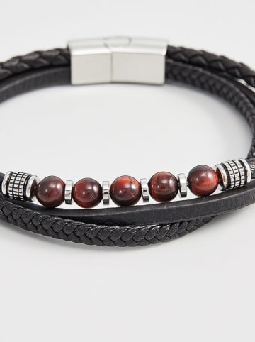 U.S. Polo Assn. Skórzana bransoletka z elementami ozdobnymi