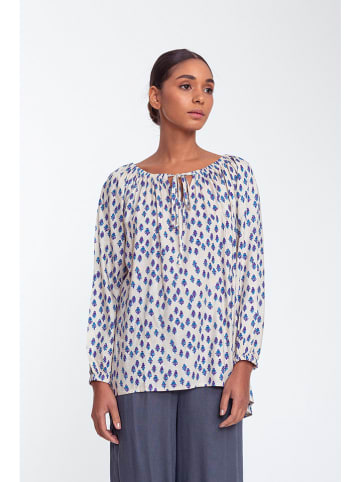 Makani  Blouse crème/paars/donkerblauw