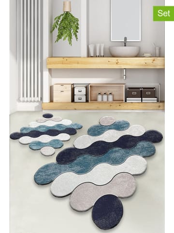 Colourful Cotton 2er-Set: Badvorleger "Circle" in Blau