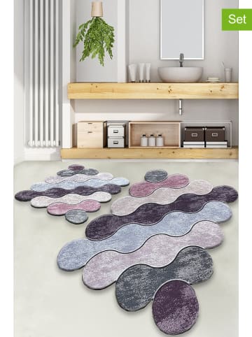 Colourful Cotton 2er-Set: Badvorleger "Circle" in Lila/ Grau