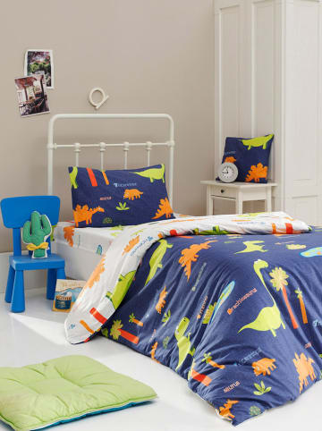 Colourful Cotton Komplet pościeli "Dinolar" w kolorze granatowym ze wzorem