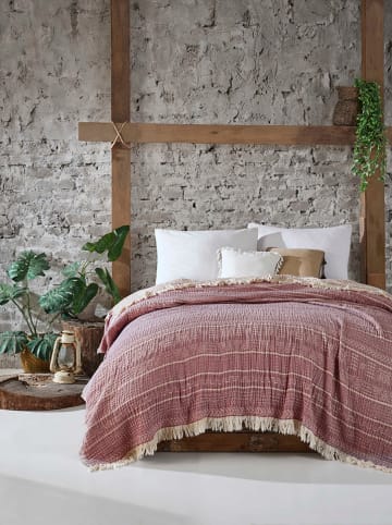 Colourful Cotton Bedsprei in "Etno" bordeaux