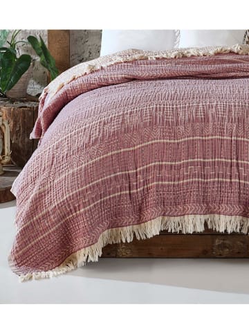 Colorful Cotton Bedsprei in "Etno" bordeaux