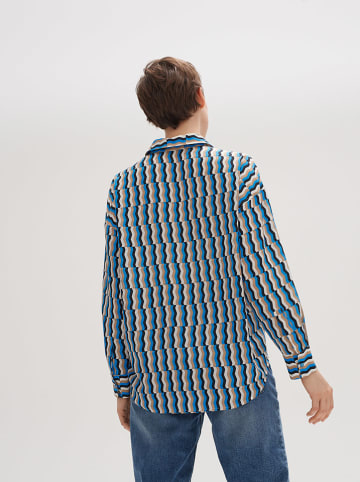 OPUS Bluzka "Folise" w kolorze niebieskim ze wzorem
