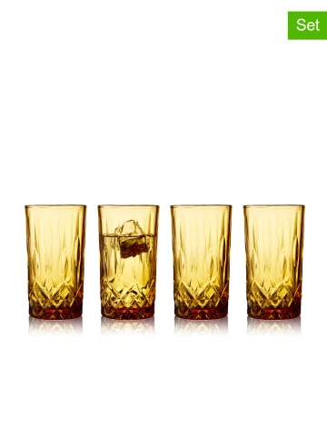 Bitz 4-delige set: glazen "Sorrento" geel - 380 ml