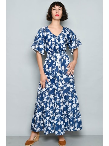 Tarifa Kleid in Dunkelblau/ Weiß