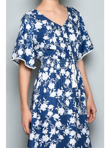 Tarifa Kleid in Dunkelblau/ Weiß