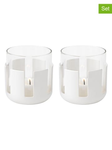 Stelton 2er-Set: Teelichthalter "Luna" in Weiß - (H)7 x Ø 7 cm