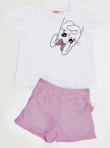 Denokids 2-delige outfit wit/violet