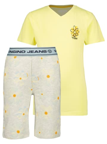 Vingino Pyjama "Wiljo" in Grau/ Gelb
