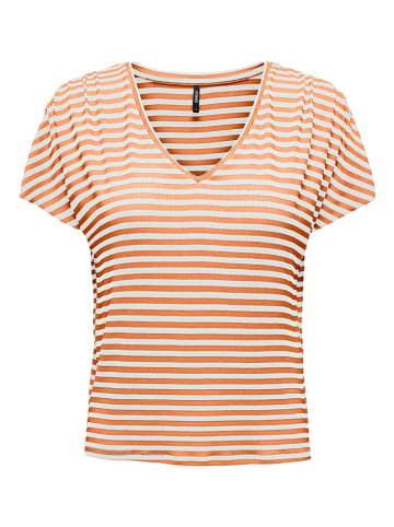 ONLY Koszulka "Belia" w kolorze pomarańczowo-białym