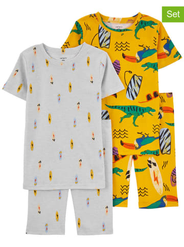 carter's 2er-Set: Pyjamas in Gold/ Grau