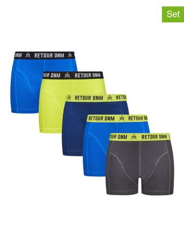 Retour 5-delige set: boxershorts blauw/groen