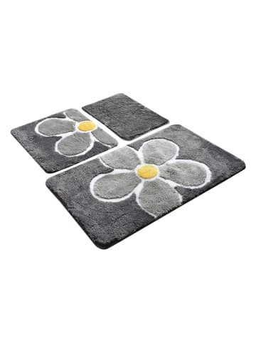 Elizabed 3er-Set: Badvorleger "Flower" in Grau