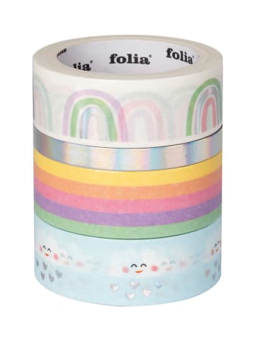 folia PAPER Plakband "Rainbow Clouds" meerkleurig - 4x 5 m