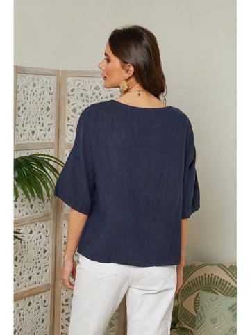 Lin Passion Linnen blouse donkerblauw