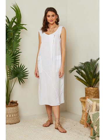 Lin Passion Lniana sukienka w kolorze białym